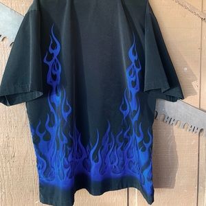 Men’s Dress Shirt , blue Flames
